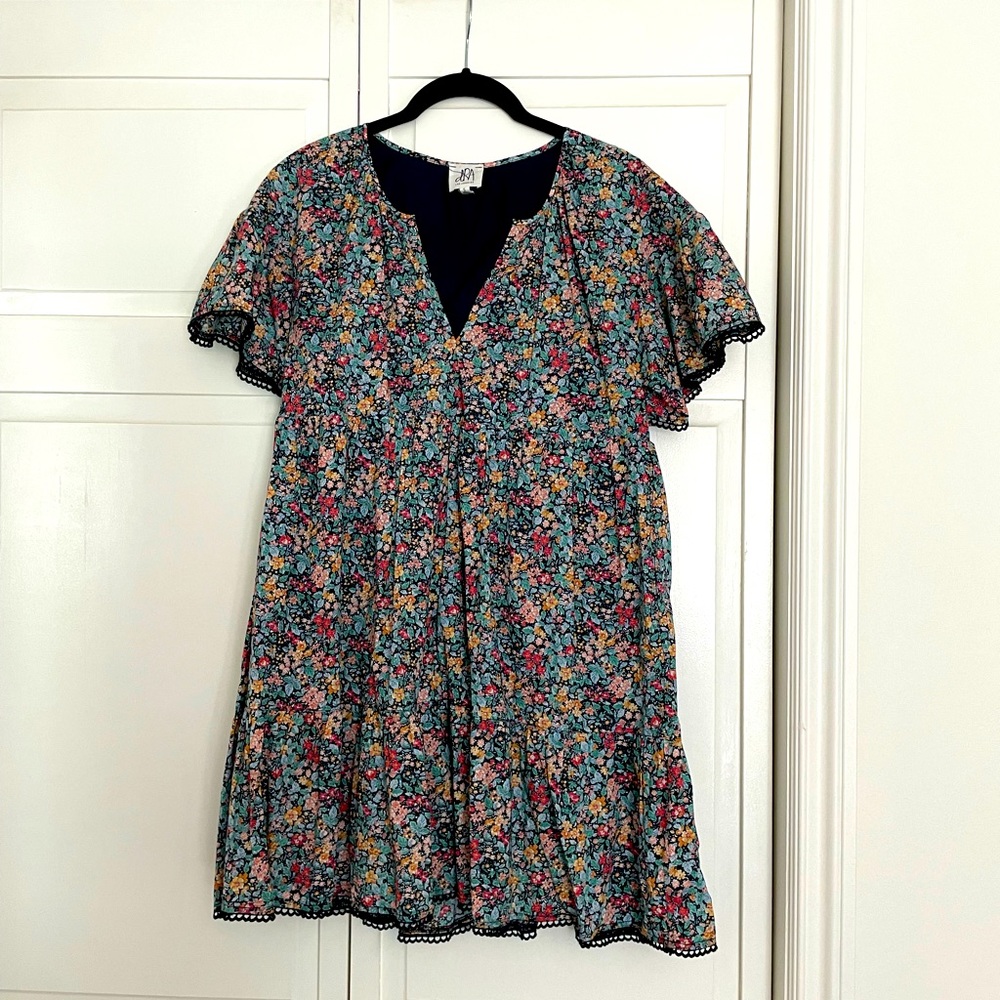 dRA navy and floral mini dress
